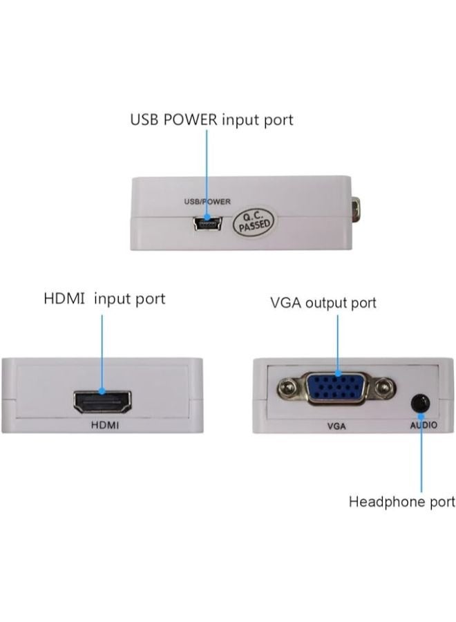 Mini HDMI to VGA Converter 1080P Audio Video Signal Output HDMI2VGA Converter for PS3 XBOX360 Blu-ray DVD Set-top Boxes PC Laptop to HDTV Projector - Image 3