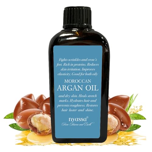 NYASSA Moroccan 100% Pure & Natural Premium Extra Virgin Cold Pressed Argan Oil 100ml | Moroccan Argan Oil for Skin & Hair | Improves Elasticity, Hydration & Shine | Rich in Vitamins E - Image 1
