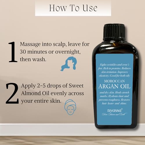 NYASSA Moroccan 100% Pure & Natural Premium Extra Virgin Cold Pressed Argan Oil 100ml | Moroccan Argan Oil for Skin & Hair | Improves Elasticity, Hydration & Shine | Rich in Vitamins E - Image 5