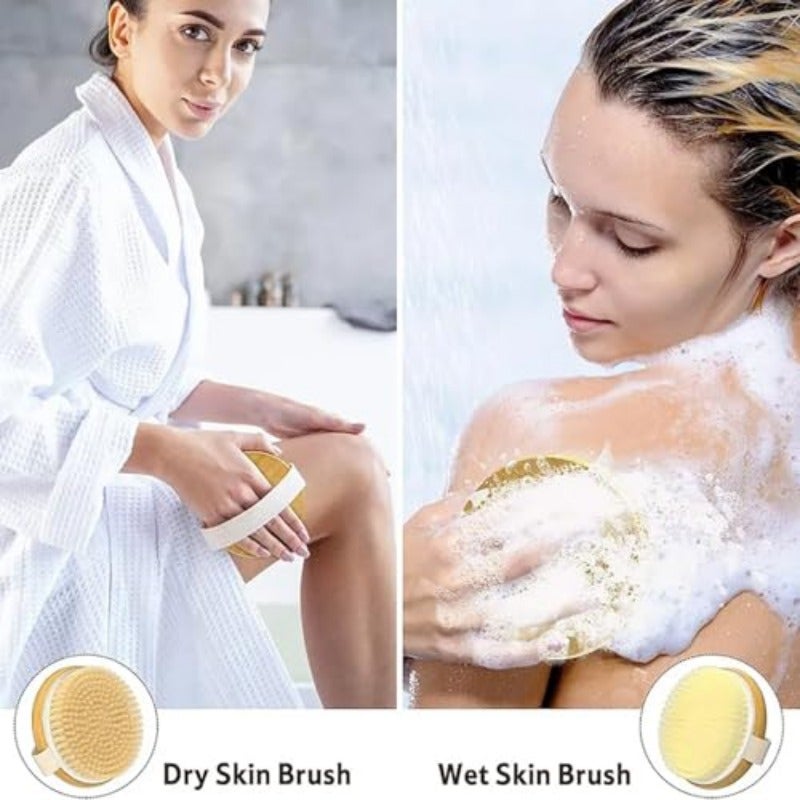 Wooden Body Brush for Dry and Wet Brushing Exfoliating Massaging Bath Brush Body Scrubber Shower Brush for Dead Skin and Radiant Skin Suitable for All Kinds of Skin - Image 4