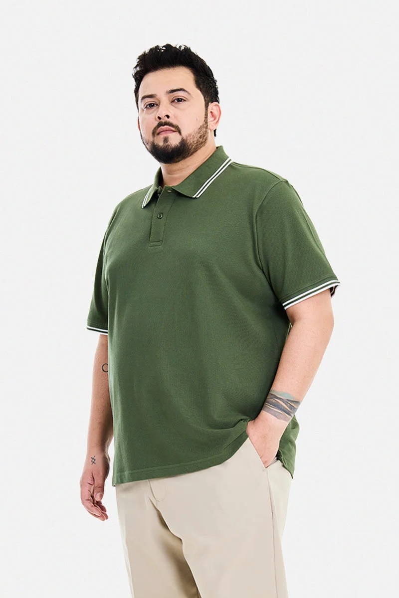 SNITCH Dark Green Dark Green Solid Half Sleeve Regular Fit Casual Plus Size T-Shirt for Men | Best Price UAE