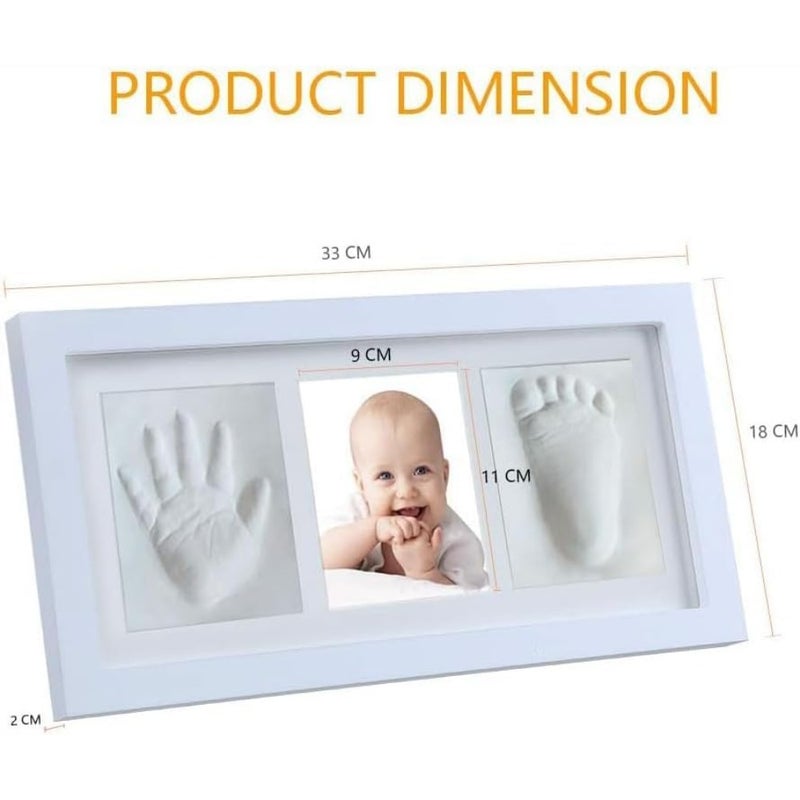 مجموعة بصمة اليد والقدم من Aputue Baby، مجموعة قوالب اليد والقدم لحديثي الولادة، إطار تذكار شخصي مع طين آمن، مجموعة قوالب اليد والقدم لحديثي الولادة، هدية مثالية لتسجيل الأطفال للآباء الجدد - Image 2