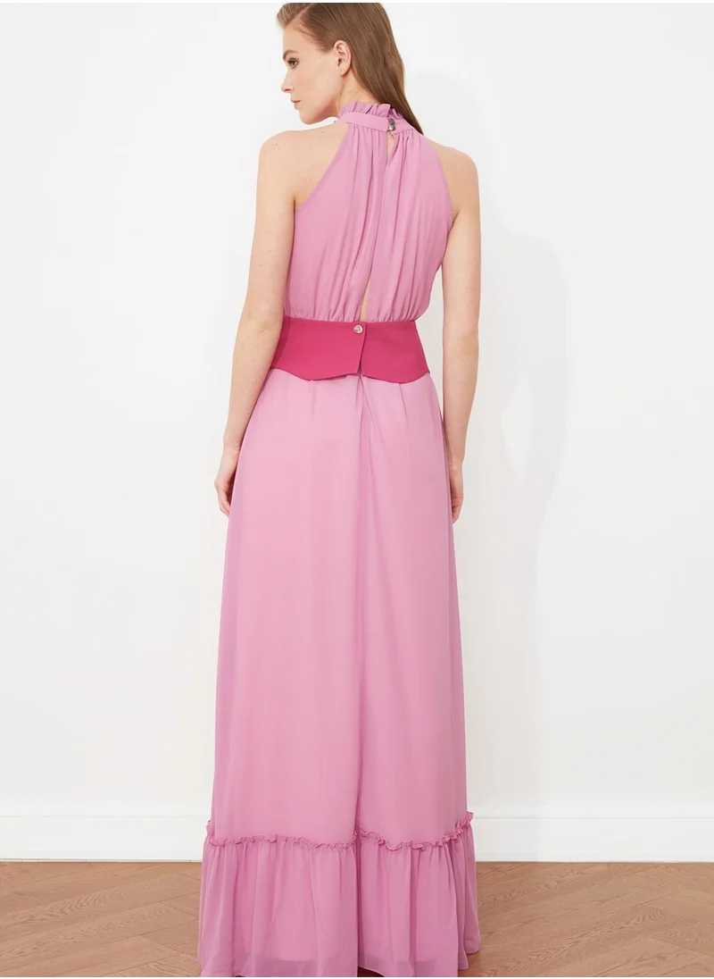 trendyol Halter Neck Ruffle Hem Dress
