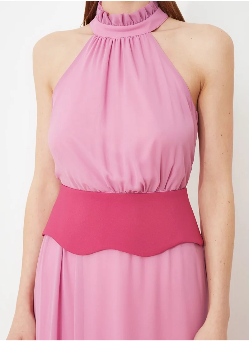 trendyol Halter Neck Ruffle Hem Dress