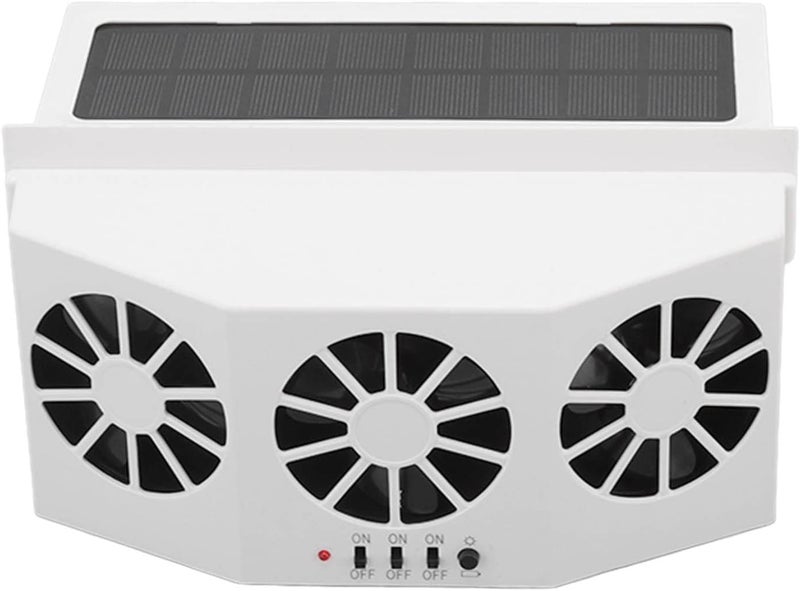 YDuupxe Solar Powered Car Cooler 3 Fans Energy Saving Car Exhaust Ventilation Fan for Cooling System White - Image 3