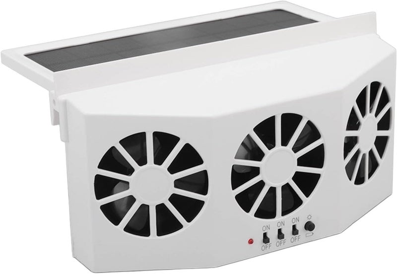 YDuupxe Solar Powered Car Cooler 3 Fans Energy Saving Car Exhaust Ventilation Fan for Cooling System White - Image 5