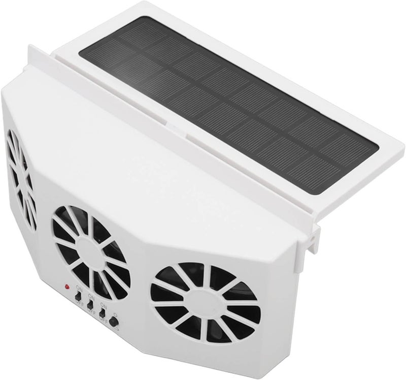 YDuupxe Solar Powered Car Cooler 3 Fans Energy Saving Car Exhaust Ventilation Fan for Cooling System White - Image 4