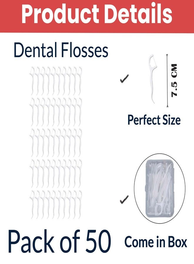 TEMPERIA (50 Pcs Dental Floss Toothpick Sticks - Flosser for Teeth Cleaner - Tooth Flossing Thread Cleaning Kit for Clean Teeth, Fresh Breath and Healthy Gums (MN01 - Image 2