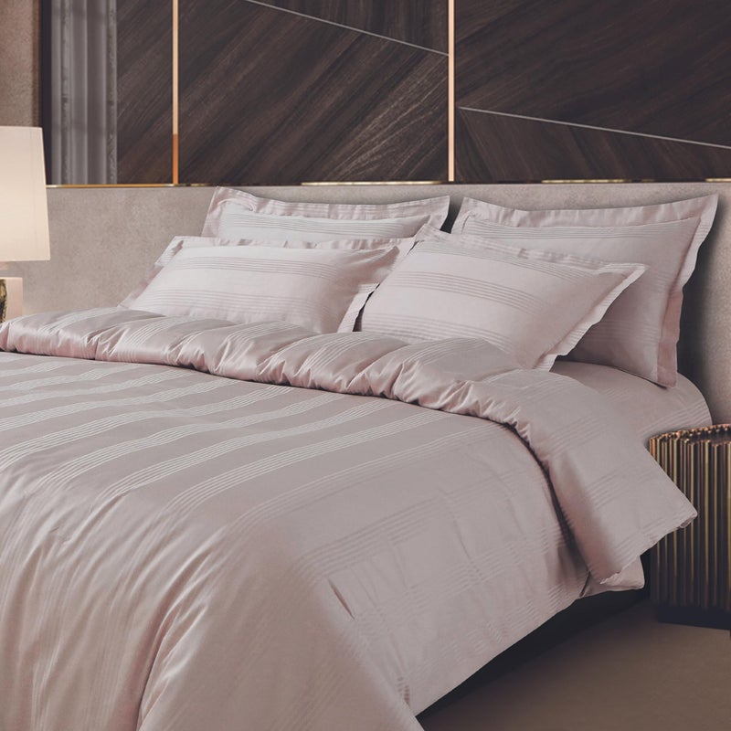 Malako Turin Jacquard Light Peach/Beige 100% Cotton Super King Size Duvet Cover/Quilt Cover - Image 1