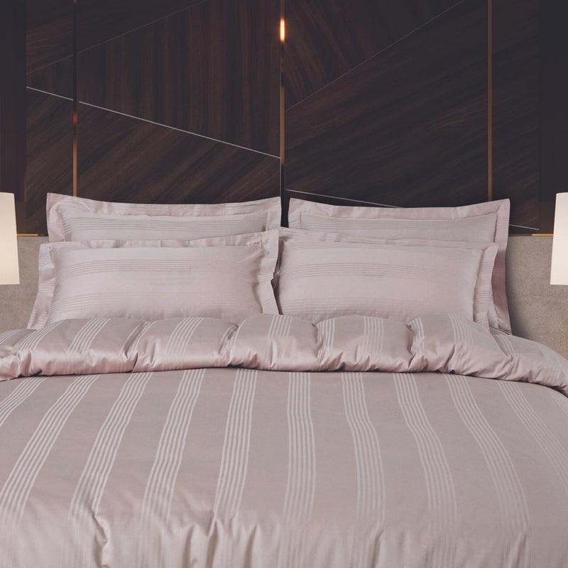 Malako Turin Jacquard Light Peach/Beige 100% Cotton Super King Size Duvet Cover/Quilt Cover - Image 3