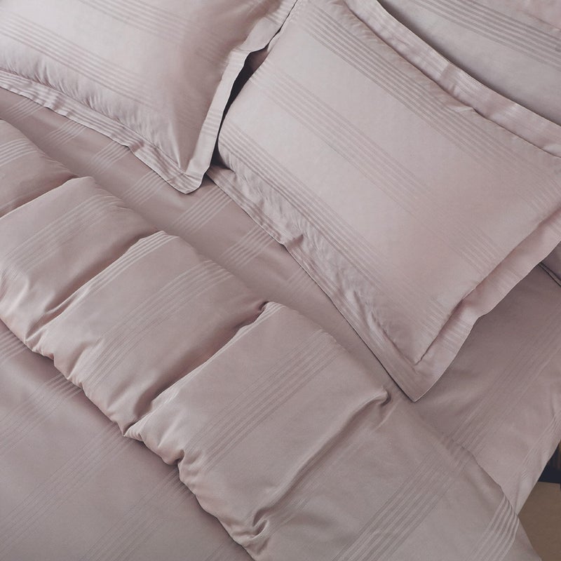 Malako Turin Jacquard Light Peach/Beige 100% Cotton Super King Size Duvet Cover/Quilt Cover - Image 2
