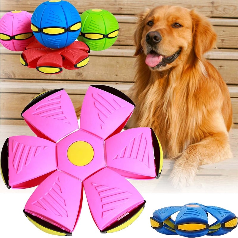 klarako 2023 New Pet Toy Flying Saucer Ball, Flying Saucer Ball Dog Toy, Pet Flying Saucer Ball (3 Lights,Pink) - Image 1