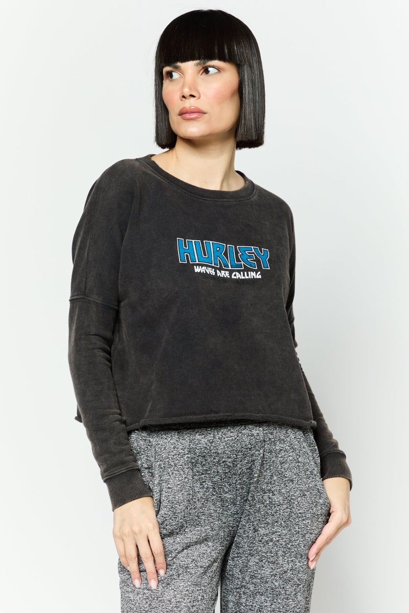 Hurley بلوزة رياضية نسائية بأكمام طويلة مناسبة في الهواء الطلق، مجموعة سوداء - Image 1