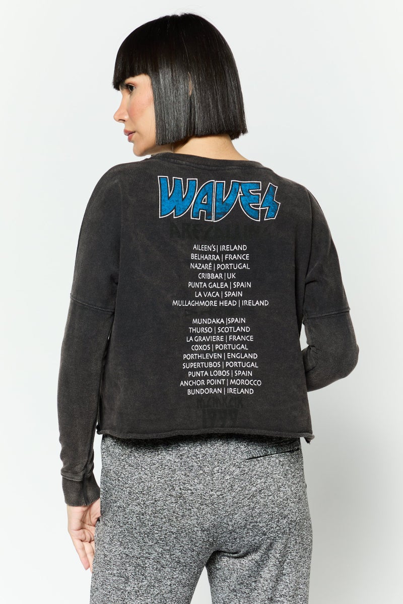Hurley بلوزة رياضية نسائية بأكمام طويلة مناسبة في الهواء الطلق، مجموعة سوداء - Image 3