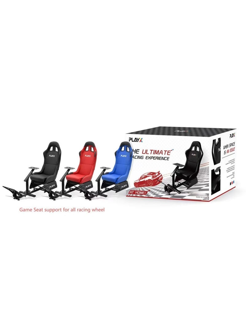 PlayX Professional Racing Simulator Cockpit – Foldable Adjustable Gaming Racing Seat with Wheel Stand & Gear Shifter Mount, VR-Ready Sim Racing Cockpit Compatible with Logitech G25/G27/G29/G920/G923, Thrustmaster T150/T300/TX/T500/T3PA, Xbox, PlayStation PS4 & PC, 200kg Heavy-Duty Steel Frame, Ergonomic Sliding Seat, Adjustable Pedal Angle & Wheel Height, Real Leather Feel Vinyl Upholstery, Space-Saving Foldable Design, Non-Slip Floor Mat, Ideal for Racing Games, Drift Simulator, VR Gaming, Esports & Home Gaming Setup - Image 5