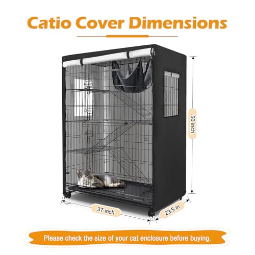 Colewin Catio Cover 37 L x 235 W x 50 H Waterproof Cover for Outdoor Cat Enclosure 420D Cat Cage Cover for Homey Pet Cats Cages Black Catio Not Included - Image 3