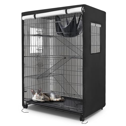 Colewin Catio Cover 37 L x 235 W x 50 H Waterproof Cover for Outdoor Cat Enclosure 420D Cat Cage Cover for Homey Pet Cats Cages Black Catio Not Included - Image 1