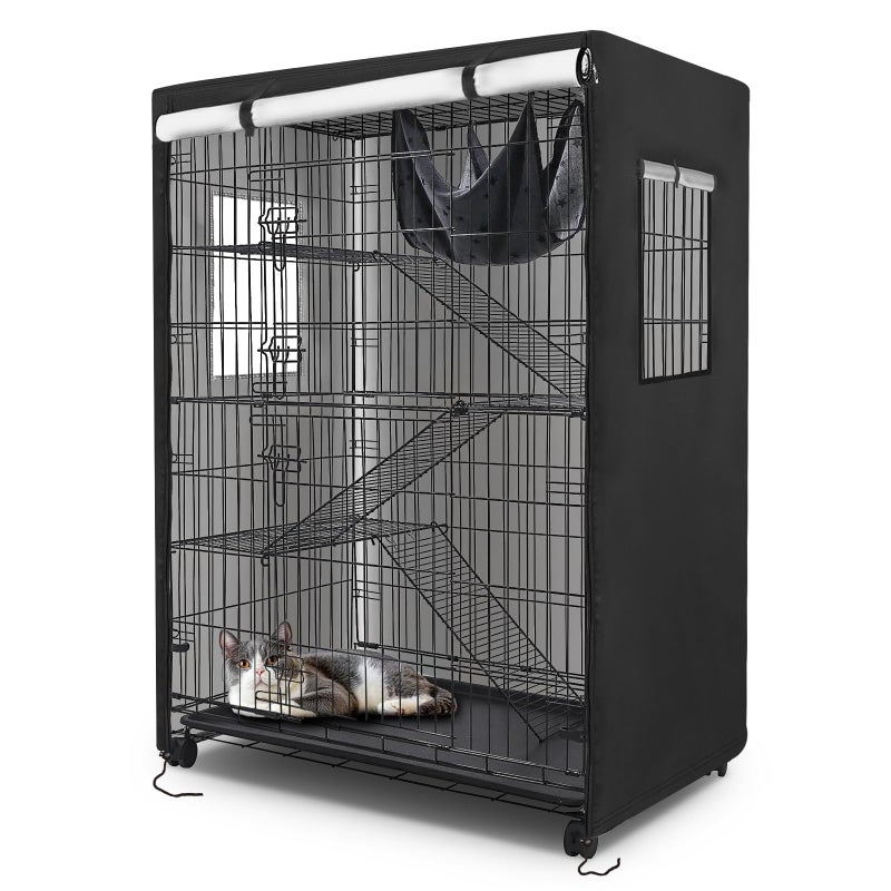 Colewin Catio Cover 37 L x 235 W x 50 H Waterproof Cover for Outdoor Cat Enclosure 420D Cat Cage Cover for Homey Pet Cats Cages Black Catio Not Included - Image 2
