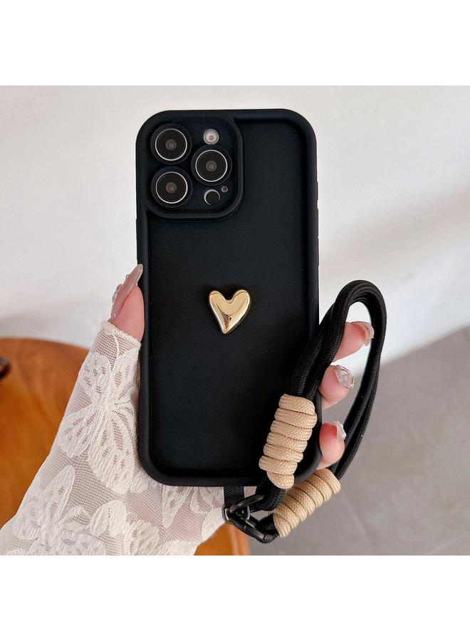 Zaboon Case For iPhone 13 Pro Solid Color 3D Love TPU Phone Case with Lanyard - Image 1