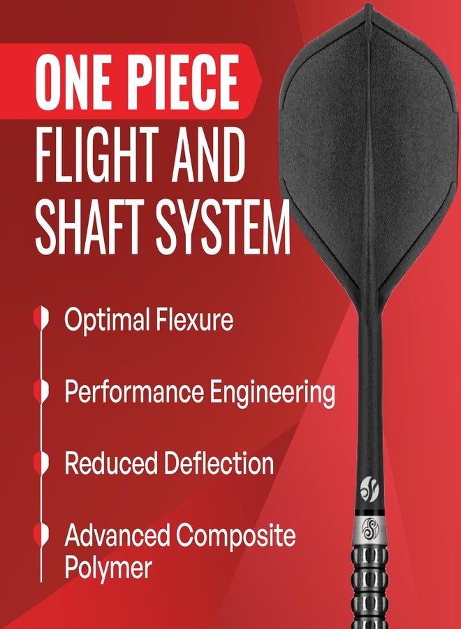 Shot! Darts Flight Deck One Piece Dart Flight and Shaft System, Reduced Deflections, Standard Shaped Flight (350 Micron), Available in Set of 3, Medium Length & Black Color - Image 2