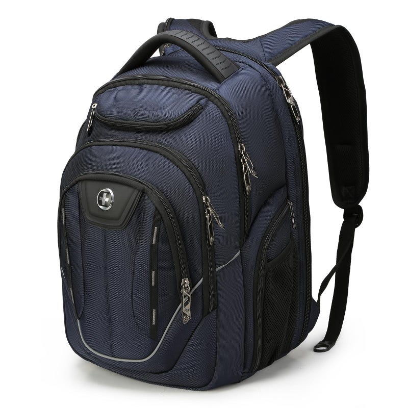 Swissdigital Design TSA Business Laptop Backpack For Men,Travel Backpack With USB Charging Port,College Tech Backpacks With RFID Pockets Presents For Men Fits 15.6 Inch Computer Blue | J16BT-12 - Image 1