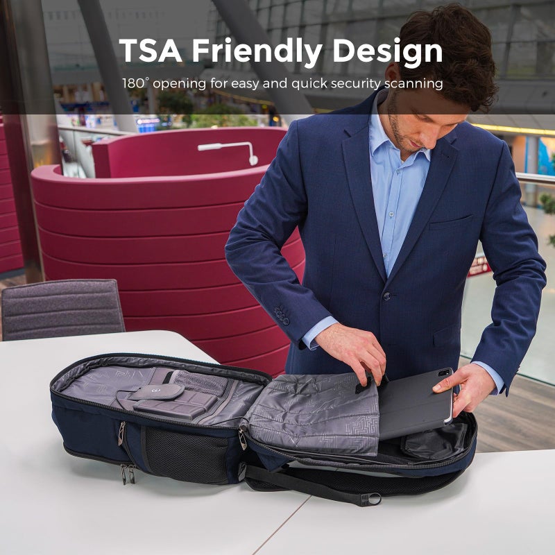 Swissdigital Design TSA Business Laptop Backpack For Men,Travel Backpack With USB Charging Port,College Tech Backpacks With RFID Pockets Presents For Men Fits 15.6 Inch Computer Blue | J16BT-12 - Image 5