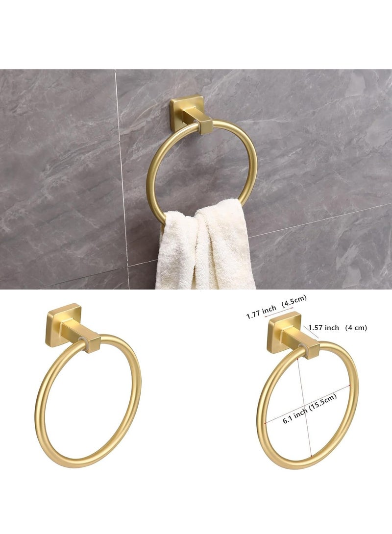 5 Pieces Brusehd Gold Bathroom Hardware Accessories Set,Stainless Steel 23.6" Hand Towel Bar Set Gold, Toilet Paper Holder, Towel Ring ，Towel Rack Set Gold - Image 5