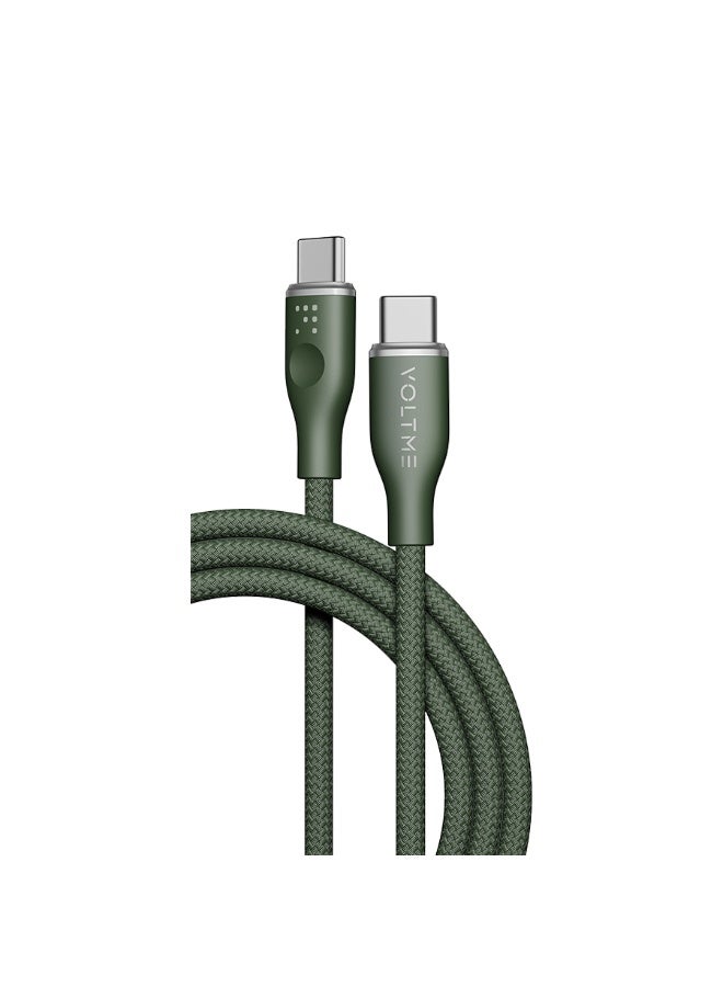 فولتمي سلك شاحن فولتمي سلسلة روج مظفر من USB-C إلى USB-C بطول 1.8 م وبقوة 60 واط - أخضر - Image 1