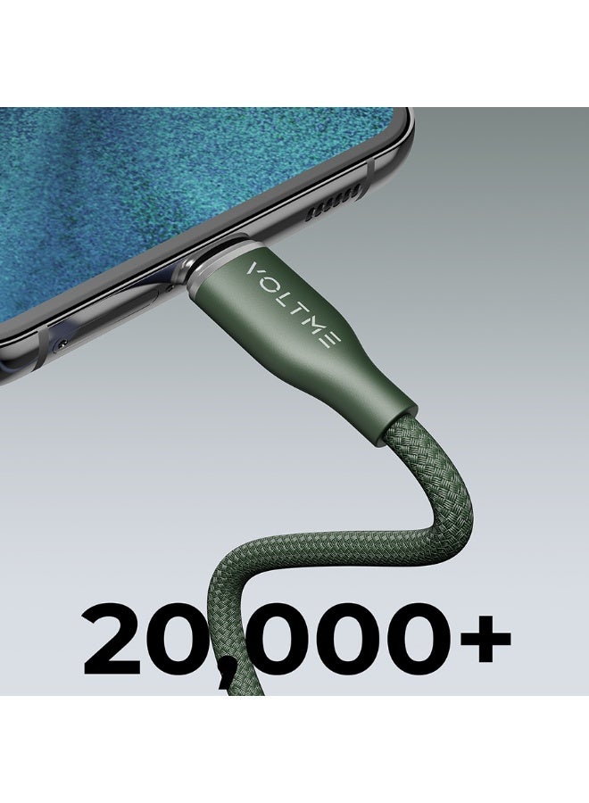 فولتمي سلك شاحن فولتمي سلسلة روج مظفر من USB-C إلى USB-C بطول 1.8 م وبقوة 60 واط - أخضر - Image 3