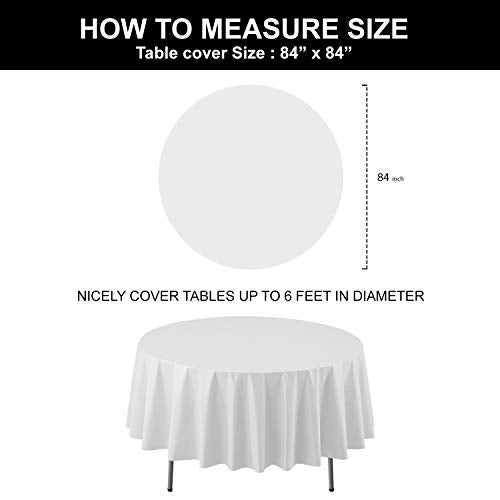 Party Essentials Heavy Duty 84" Round Plastic Table Cover Available in 22 Colors, White - Image 3