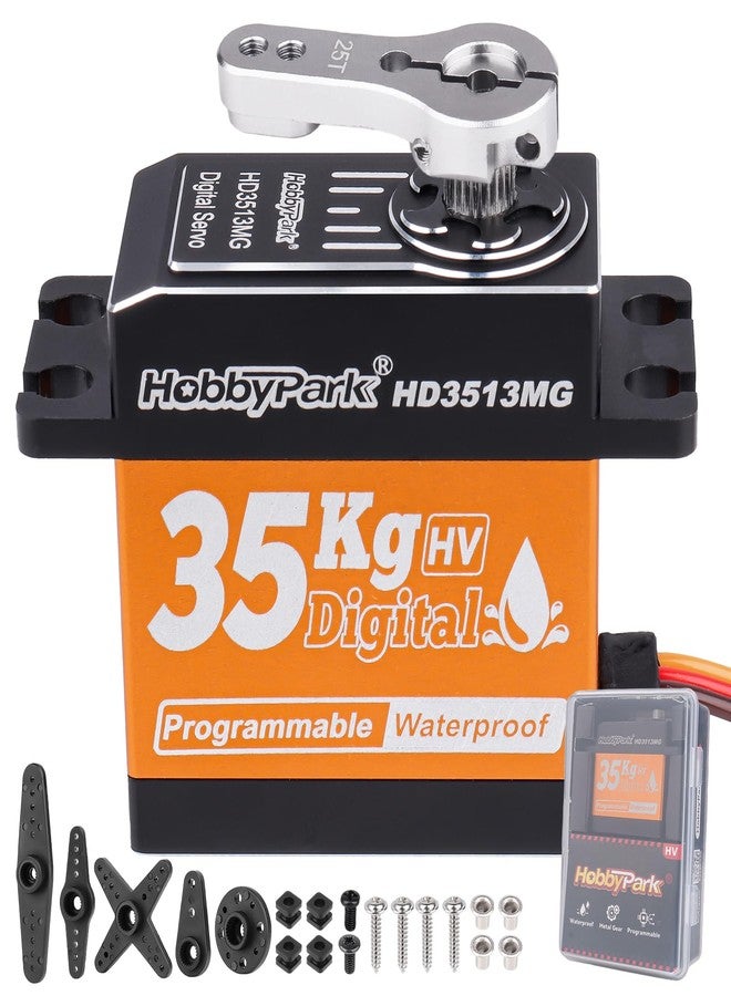 HobbyPark 35kg RC Servo Waterproof High Torque Metal Gear Digital Stainless Steel Gears Aluminum Case for 1/7 1/8 1/10 RC Crawler Car Truck Buggy Programmable Control Angle 180° (Core Motor) - Image 1