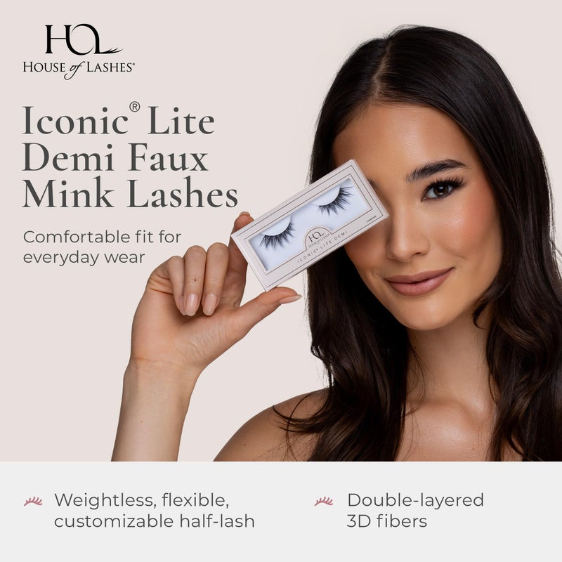 House of Lashes Iconic Demi - Comfortable Fake Eyelashes for Bold Cat-Eye Look look, Easy and Reusable Faux Mink Lashes for All Eye Shapes - Image 2
