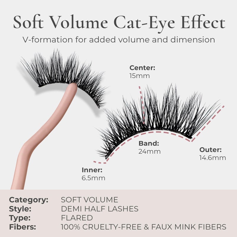 House of Lashes Iconic Demi - Comfortable Fake Eyelashes for Bold Cat-Eye Look look, Easy and Reusable Faux Mink Lashes for All Eye Shapes - Image 3