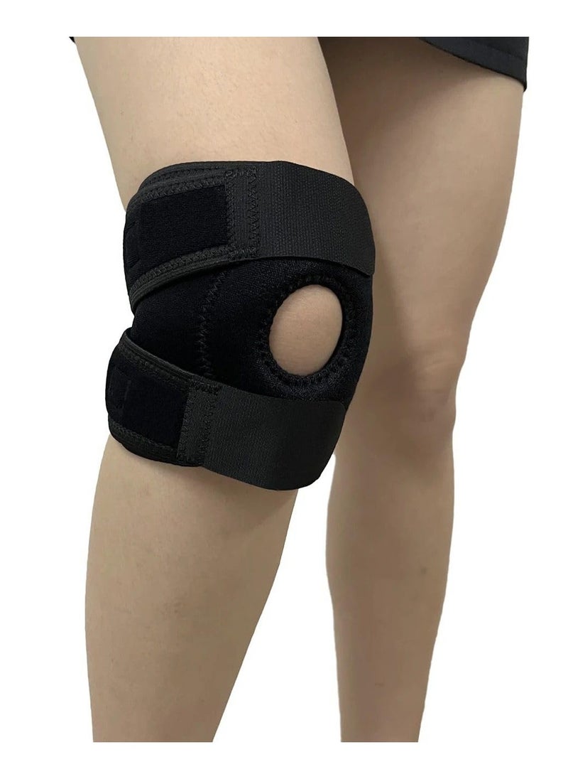 Knee Support - Adjustable Size for Left or Right Knee, Open Patella Compression Sleeve for Pain, Sprains, Strains, Sports Injuries, Surgery