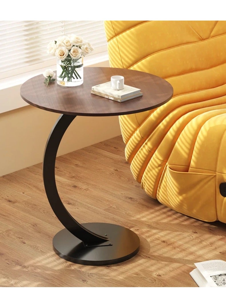 DubaiGallery End Table, Side Table, Oval Table, C-Shaped Couch Table for Living Room, Snack Table for Small Space, Living Room, Bedroom, Marble Top & Metal Frame  - Image 1
