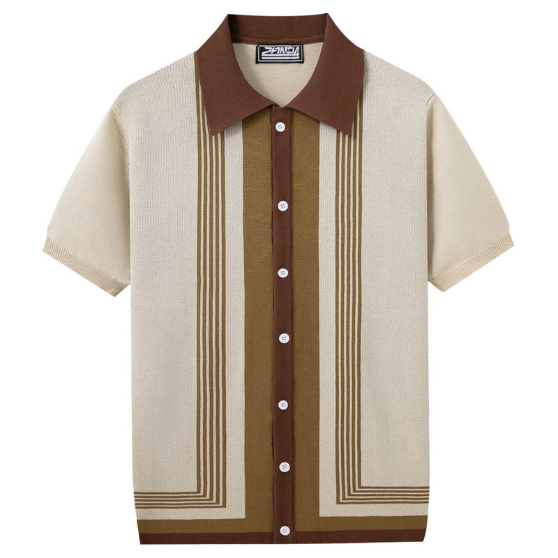 Men's Striped Short Sleeve Polo Shirt - Image 2