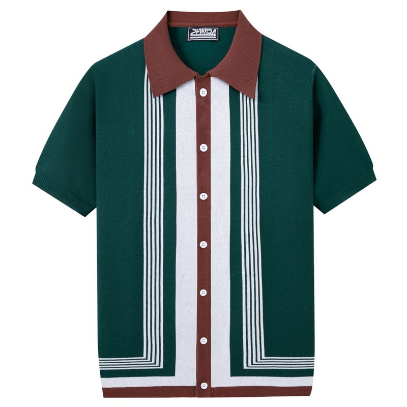 Men's Striped Short Sleeve Polo Shirt - Image 4