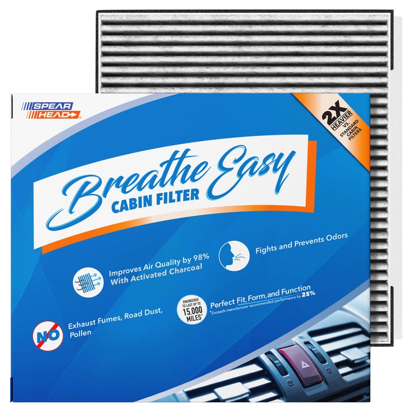 Spearhead Odor Defense Breathe Easy Cabin Filter | Fits Genesis G70 G80 G90 GV70 GV80/Coupe, Hyundai Equus Genesis, Kia K900 Stinger Telluride | Up to 25% Longer Lasting w/Activated Carbon (BE-735) - Image 1