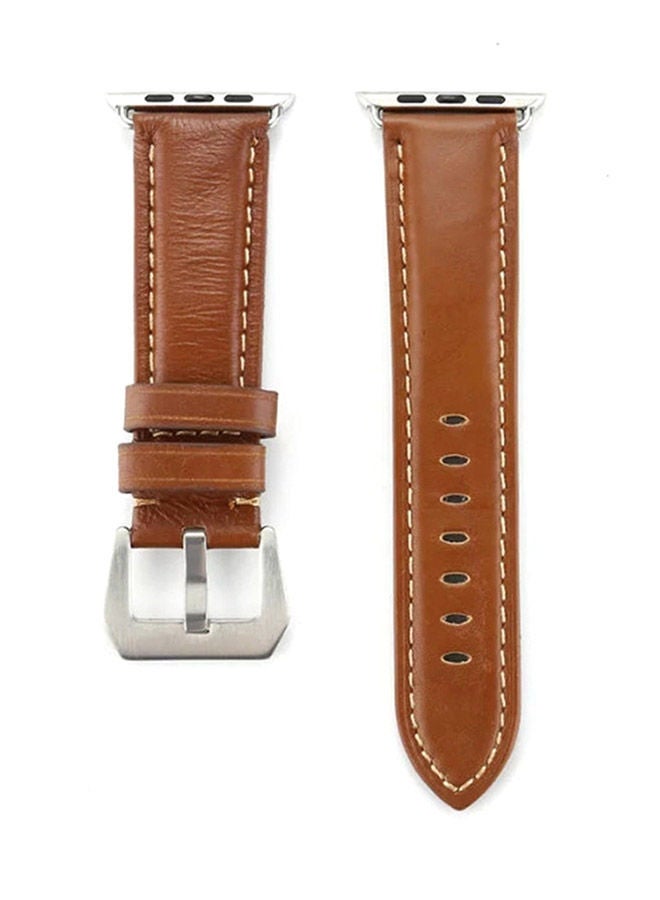 نيبمينينت سوار بديل من الجلد سلسلة فينتيج مع محول مشبك تثبيت لساعة أبل 3/2/1 البني الفاتح