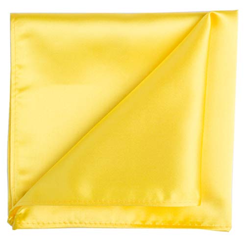 KissTies Mens Yellow Satin Tie Set Canary Solid Ties Holiday Necktie + Pocket Square - Image 4