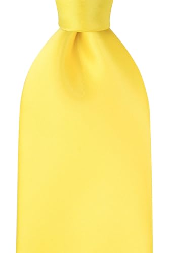 KissTies Mens Yellow Satin Tie Set Canary Solid Ties Holiday Necktie + Pocket Square - Image 3