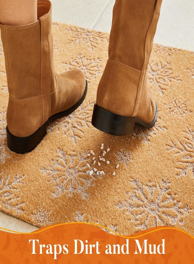 TYUU Christmas Doormat, Outdoor & Indoor Merry Christmas Door Mat, Coir Snowflake Winter Holiday Door Mats for Front Door Outside Entrances, 24"x36", Snowflakes - Image 3