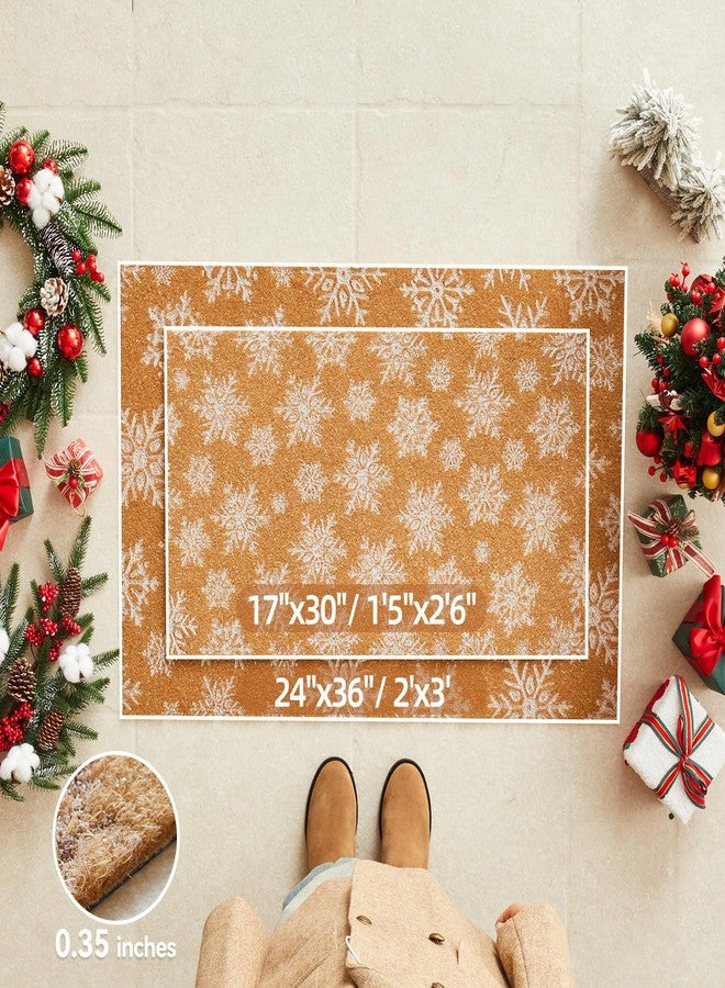 TYUU Christmas Doormat, Outdoor & Indoor Merry Christmas Door Mat, Coir Snowflake Winter Holiday Door Mats for Front Door Outside Entrances, 24"x36", Snowflakes - Image 2