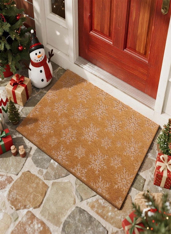 TYUU Christmas Doormat, Outdoor & Indoor Merry Christmas Door Mat, Coir Snowflake Winter Holiday Door Mats for Front Door Outside Entrances, 24"x36", Snowflakes - Image 1