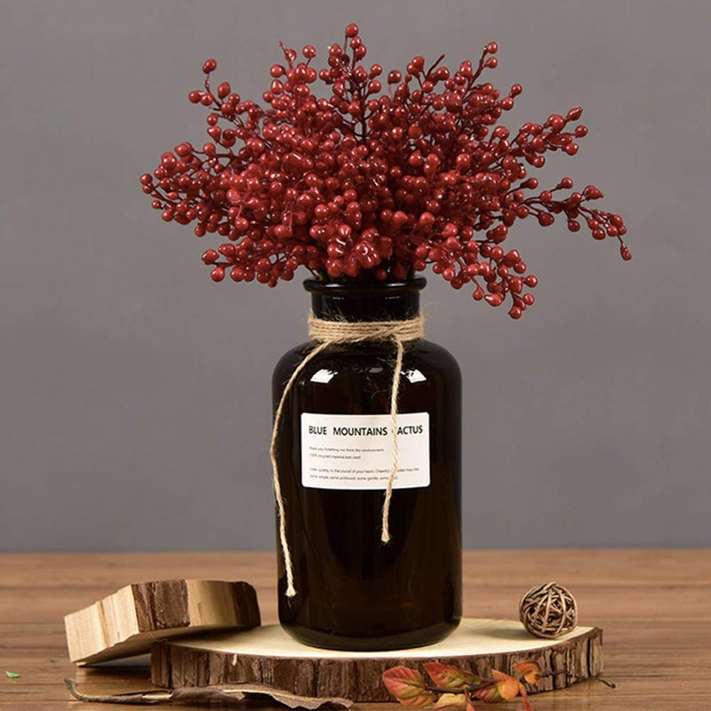 efivs arts Artificial Red Berry 8 Pack Holly Red Christmas Berries Stems for Xmas Tree Decorations Crafts and Thanksgiving Day Decor Fall - Image 3