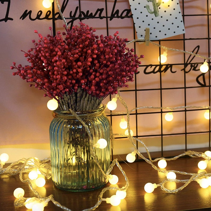 efivs arts Artificial Red Berry 8 Pack Holly Red Christmas Berries Stems for Xmas Tree Decorations Crafts and Thanksgiving Day Decor Fall - Image 4