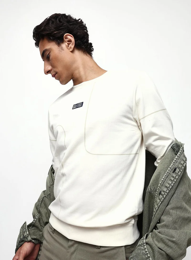 Men's Off White Cotton Blend Relaxed Sweatshirt