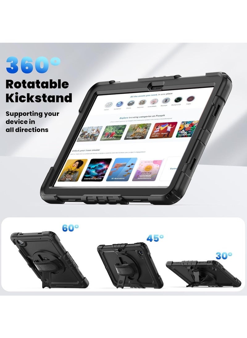 Protective Tablet PC Case Compatible with Lenovo Tab M11 Case with Screen Protector, Shockproof Rugged case 360° Rotating Hand Strap/Stand