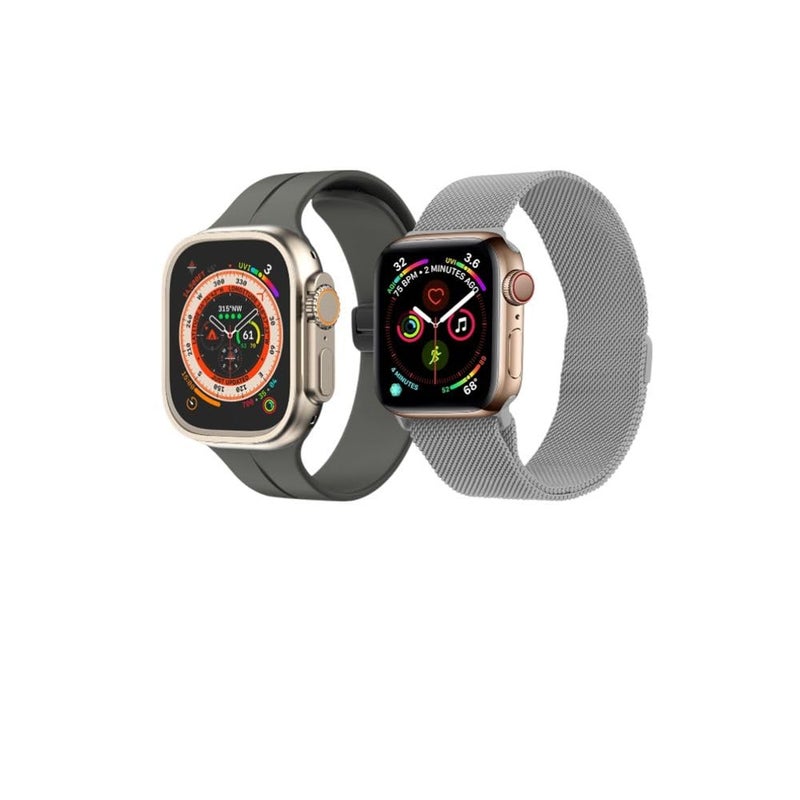 BURAQ 2-Pack Sports Strap Compatible with Apple Watch 49/46/45/44/42mm – Series Ultra 2/Ultra/9/8/7/6/5/4/3/2/1/SE – Model #1149 - Image 1