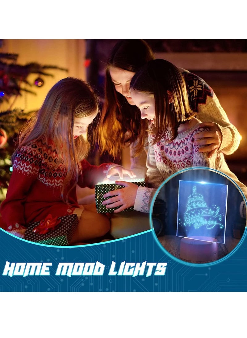 SYOSI - 3D Night LED Light Lamp Bases 6 Pieces Clear Acrylic Sheets LED Display Base Acrylic Blanks for LED Base Acrylic Light Panel with Remote Control USB Cable 16 Colors 4 Modes 4 Pieces Wood Color - Image 1